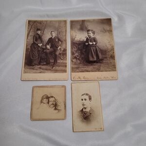 Vintage Cabinet Card Photo Lot of 4 Men Women Children